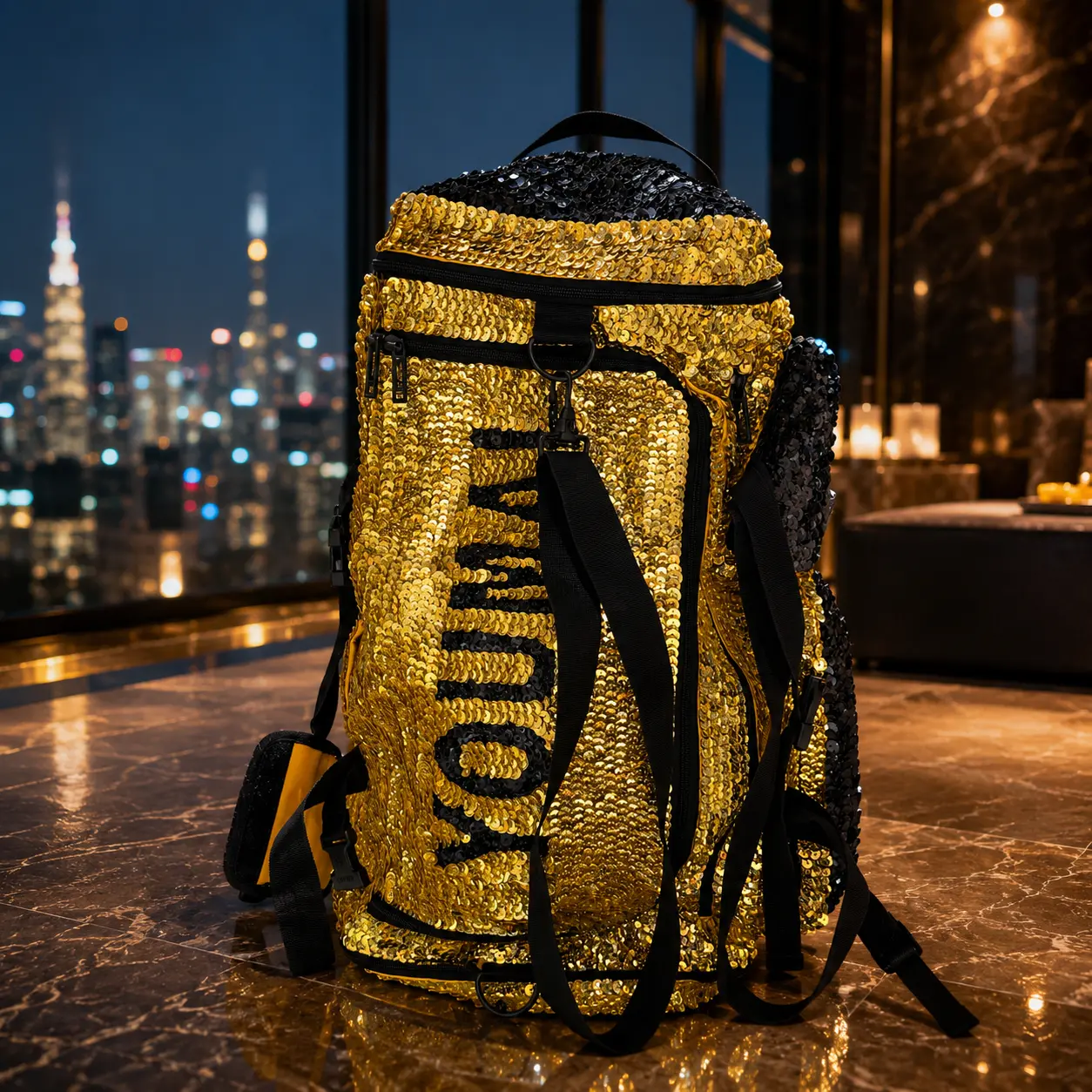 LunaSparkle #04 Handmade Designer  Sequin Y2K Travel Fitness Gym Exercise Backpack with Adjustable Straps & Large Capacity for School & Daily Use