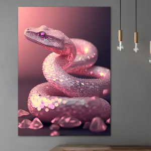 1pc Pink Snake Poster Canvas Wall Art for Home Decor, Animal Lovers Poster Wall Decor High Quality Canvas Prints for Living Room Bedroom Kitchen Office Cafe Decor, Perfect Gift and Decoration, Perfect for Room Decor