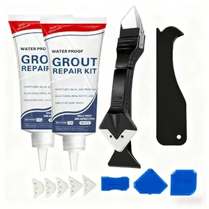 White Grout & Sealant Kit (Includes Tile Grout Scraper Tool), Mold-Resistant & Crack-Resistant Formula for Living Rooms, Bedrooms, Kitchens, and Floor Grouting (8.8 oz)