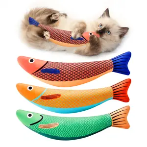 Potaroma Cat Toys Saury Fish, 3 Pack Crinkle Sound Toys Soft and Durable, Interactive Cat Kicker Toys for Indoor Kitten Exercise 9.4 Inches for All Breeds