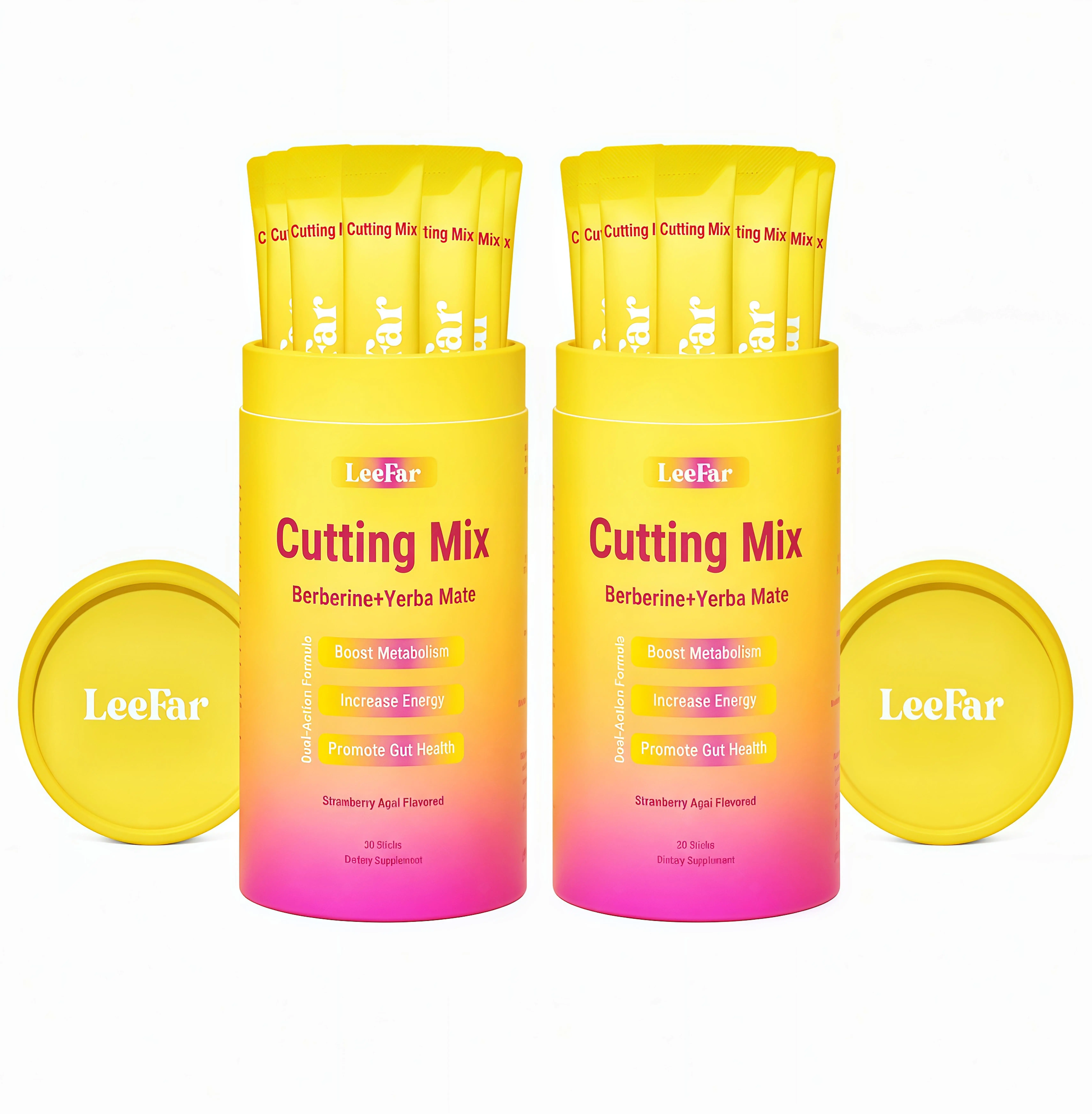 LeeFar Cutting Drink Mix – Berberine, Chromium, 5-HTP, Yerba Mate & Magnesium | Strawberry Açaí Flavor – 30 Servings