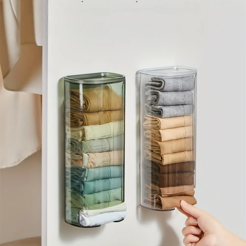 Wall-Mounted Storage Box for Bras Socks and Underwear, Transparent Plastic Hanging Organizer with Multiple Compartments for Closet Storage and Organization, Multifunctional Storage Bin