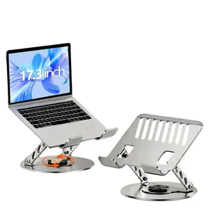Ergonomic 360° Rotation Laptop Stand for Desk - All-Metal Computer Riser & Tablet Holder  for  4-17.3" Devices. Foldable Heat Dissipation Design, Ultra Stable Base, Adjustable Height & Angle, Home Office Essentials 2026, Gray
