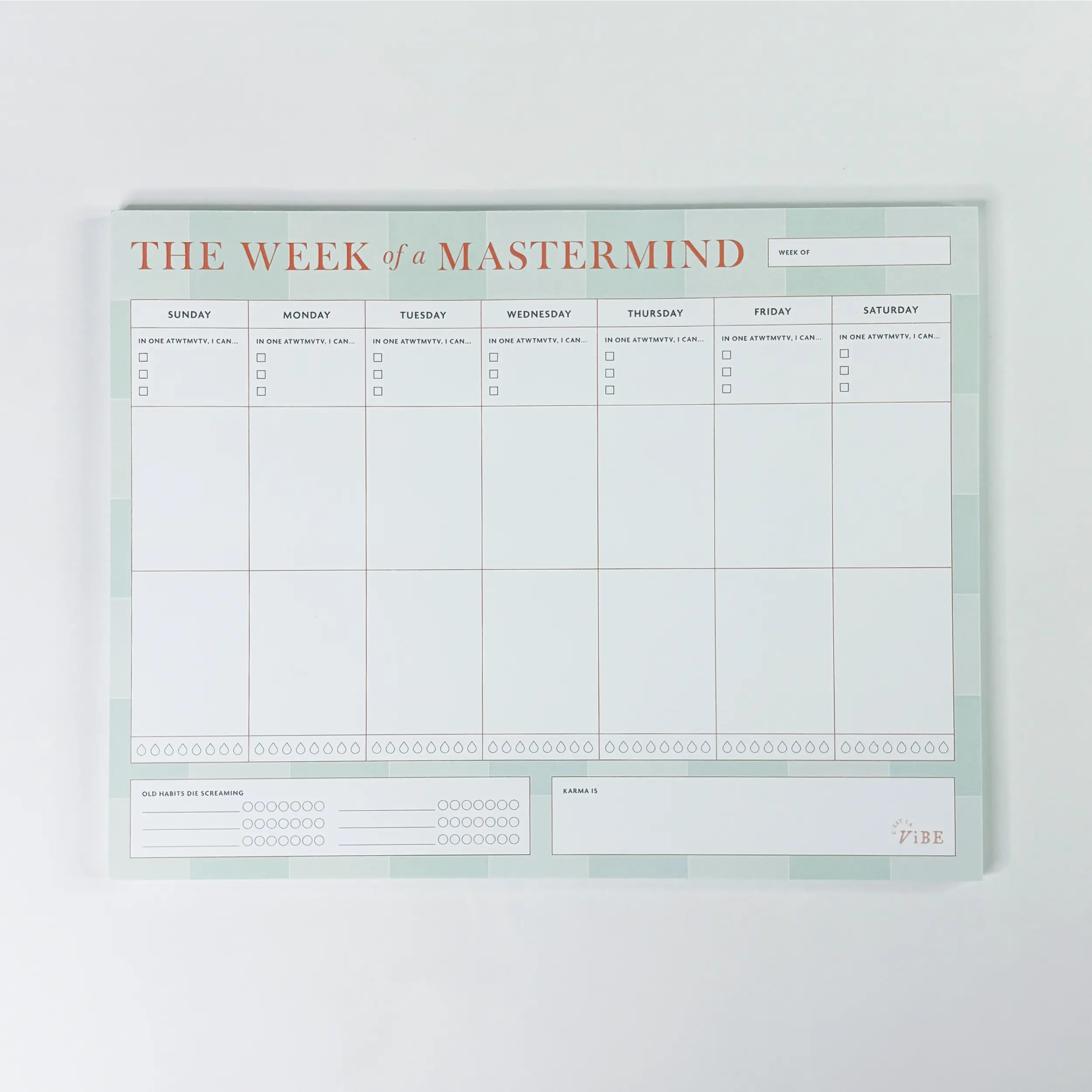 Week of a Mastermind Planner Pad, Undated Planning Pages, Desk Calendar
