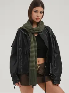 Unisex Vintage Style Striped Pattern Knitted Scarf, Casual for Women & Men, Fashion Accessories for Daily Wear