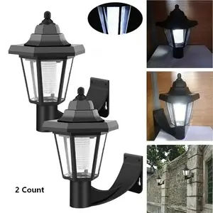 2pcs Solar LED Bright Outdoor Wall Lights with 3 Solar Panels, Waterproof Hexagonal Design, Easy Installation for Garden & Patio, Pathway Lamp