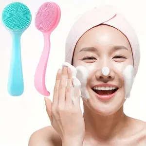 Silicone Manual Face Brush, Skin-Friendly Waterproof Exfoliating Cleansing Brush, Removes Blackheads and Makeup Residue, Blue and Facial Cleansing Tools