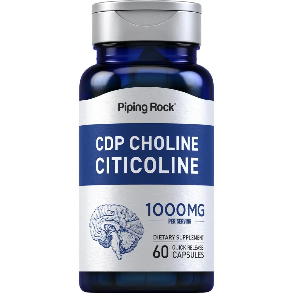 Piping Rock CDP Choline Citicoline 1000mg | 60 Quick Release Capsules | For Men and Women | Non-GMO, Gluten Free Dietary Supplement