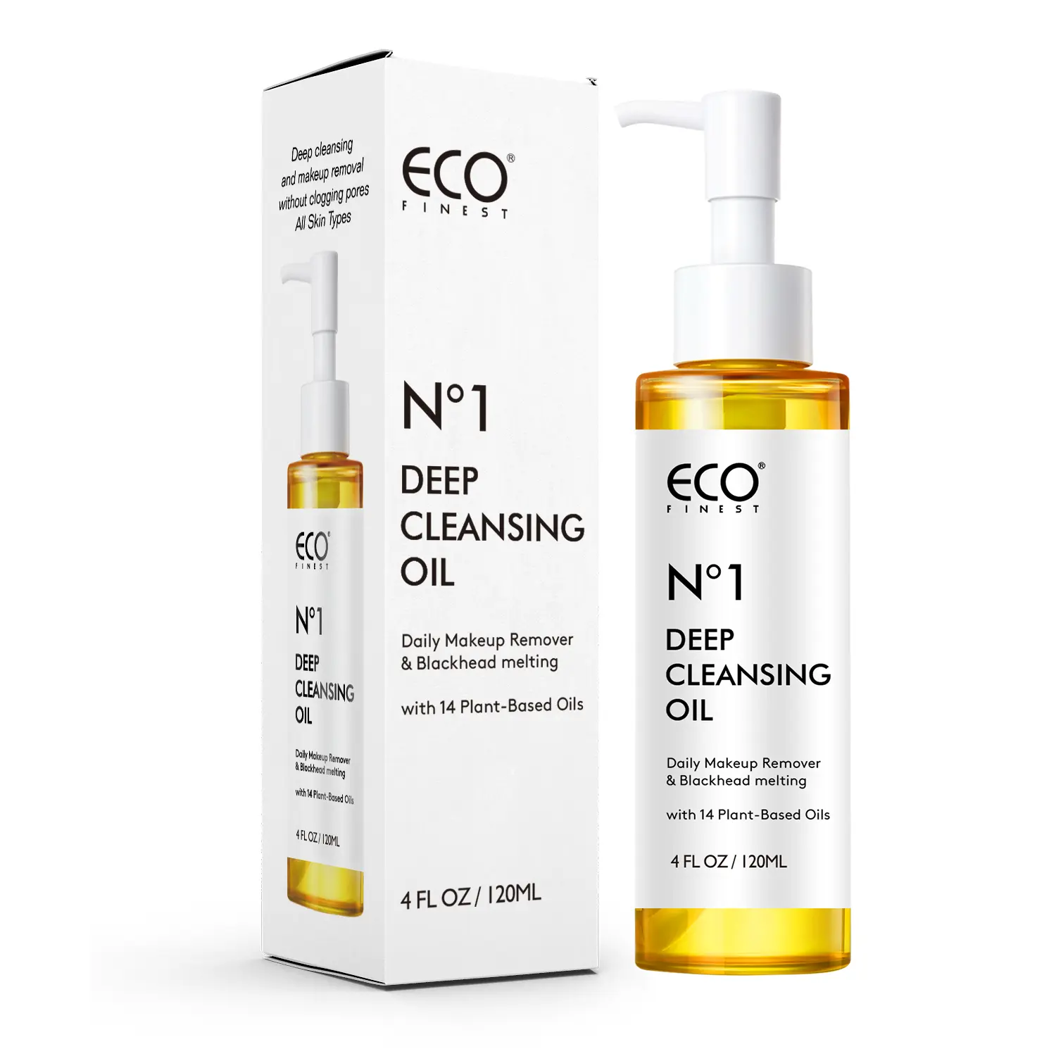 ECO FINEST No.1 Moisturizing Cleansing Oil - 120ml Gentle Plant-Based Makeup Remover with 14 Essential Oils, Olive-Infused, Blackhead Removal, Face Care Product, Milky Texture Deep Cleanser for All Skin Types