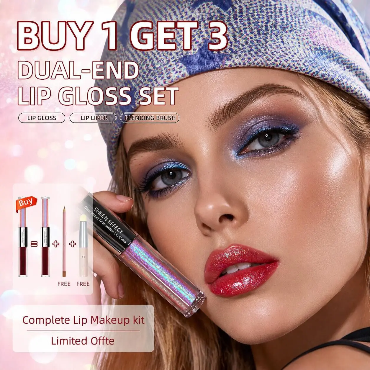 SHEENEFFECT Chameleon Dual End Lipstick,  Long Lasting Lip Makeup For Party Daily,Iridescent Glitter Lip、Prismatic, Dual End Lipstick,Iridescent Glitter Lip、Prismatic,Matte + Shimmer Lip Gloss Lipgloss Cosmetic Glossy