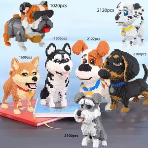 Cute Dog Building Blocks Toy Set, Building Block Model, Ideal for Dog Lovers, Desktop Art Decoration, Perfect Gift for Christmas, Halloween, Thanksgiving, Valentine's Day