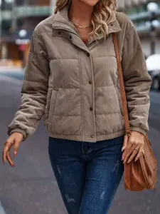 Corduroy Puffer Jacket: Light Camel