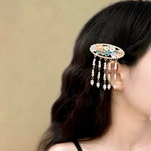 Ethnic Style Flower Hair Clip for Girls and Mothers Spring Garden Theme Handmade Elegant Retro Chinese Traditional Design Perfect for Cheongsam Hanfu and Cosplay
