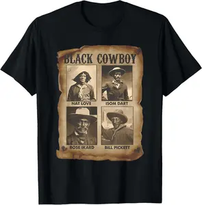 100% Cotton Black Cowboy Western Rodeo Melanin Black History Texas Men T-Shirt