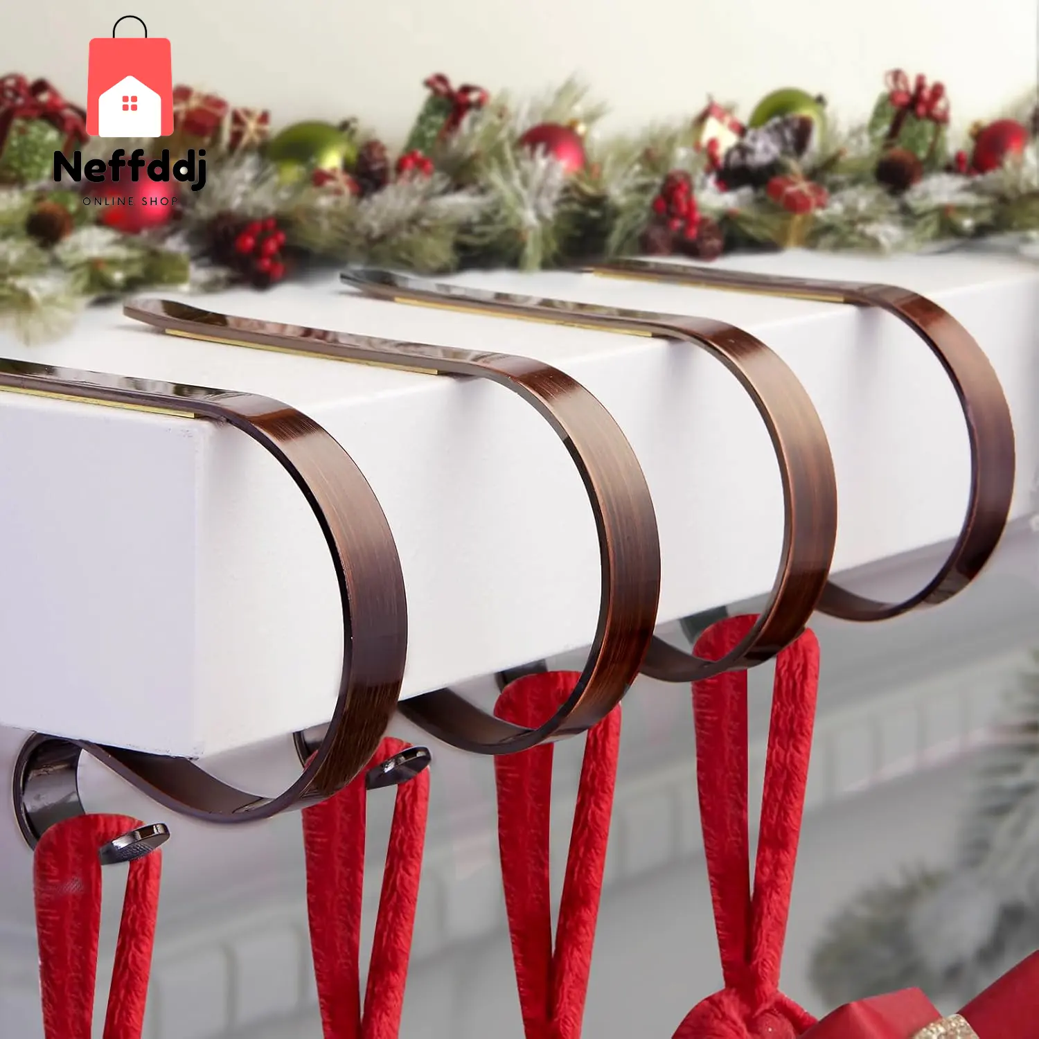 Christmas Stocking Holders for Mantle Set 4,Lightweight Stocking Holder No-Slip Stocking Hangers for Mantel Fireplace,Adjustable Mantel Stocking Hooks No Brand