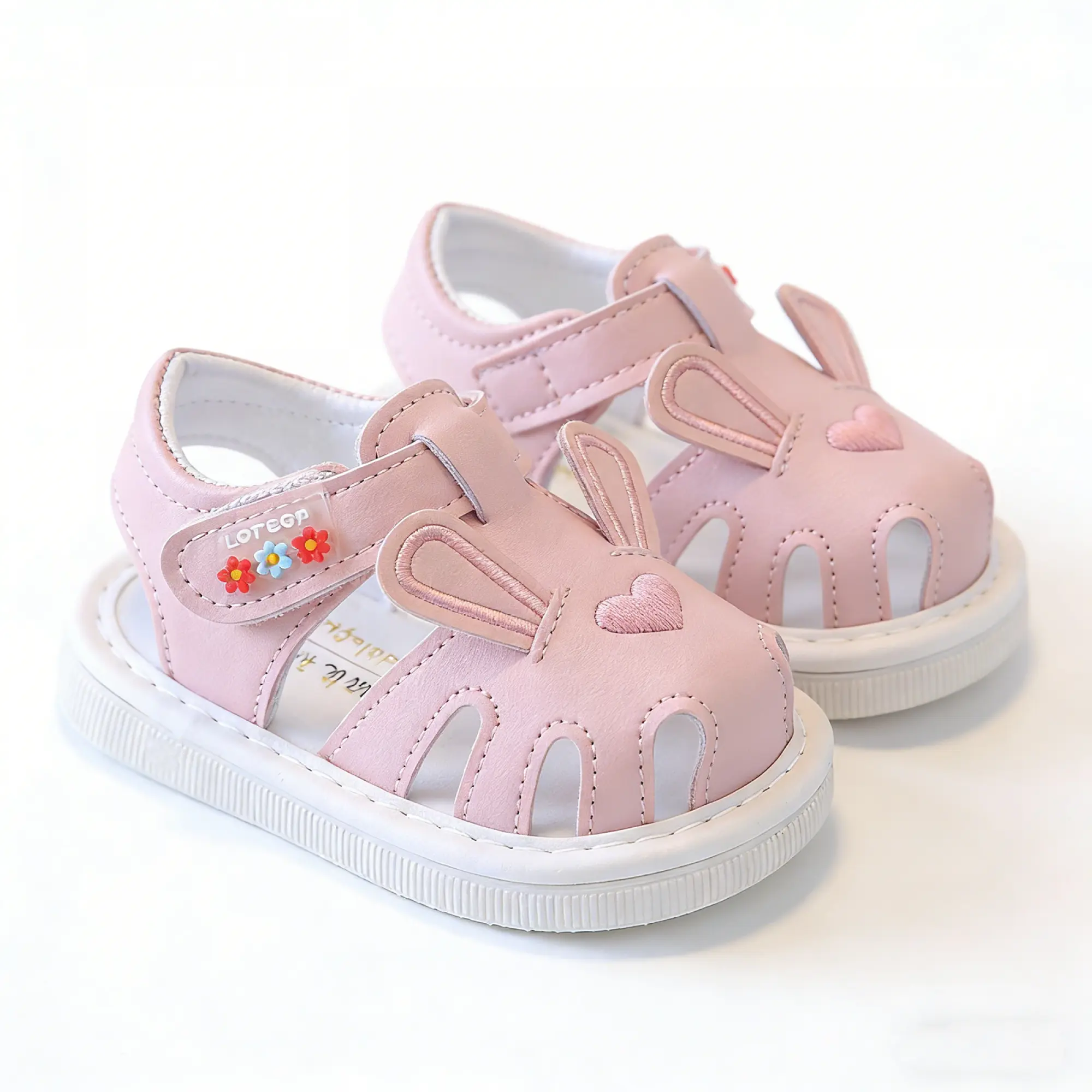 [Yomi Kids] Infant Sandals, Cute Toddler Size PU Leather Baby Girl's First Steps Summer Shoes, Cartoon Animal Princess Shoes with Hook-Loop Closure, Cute Baby Girl's Shoes