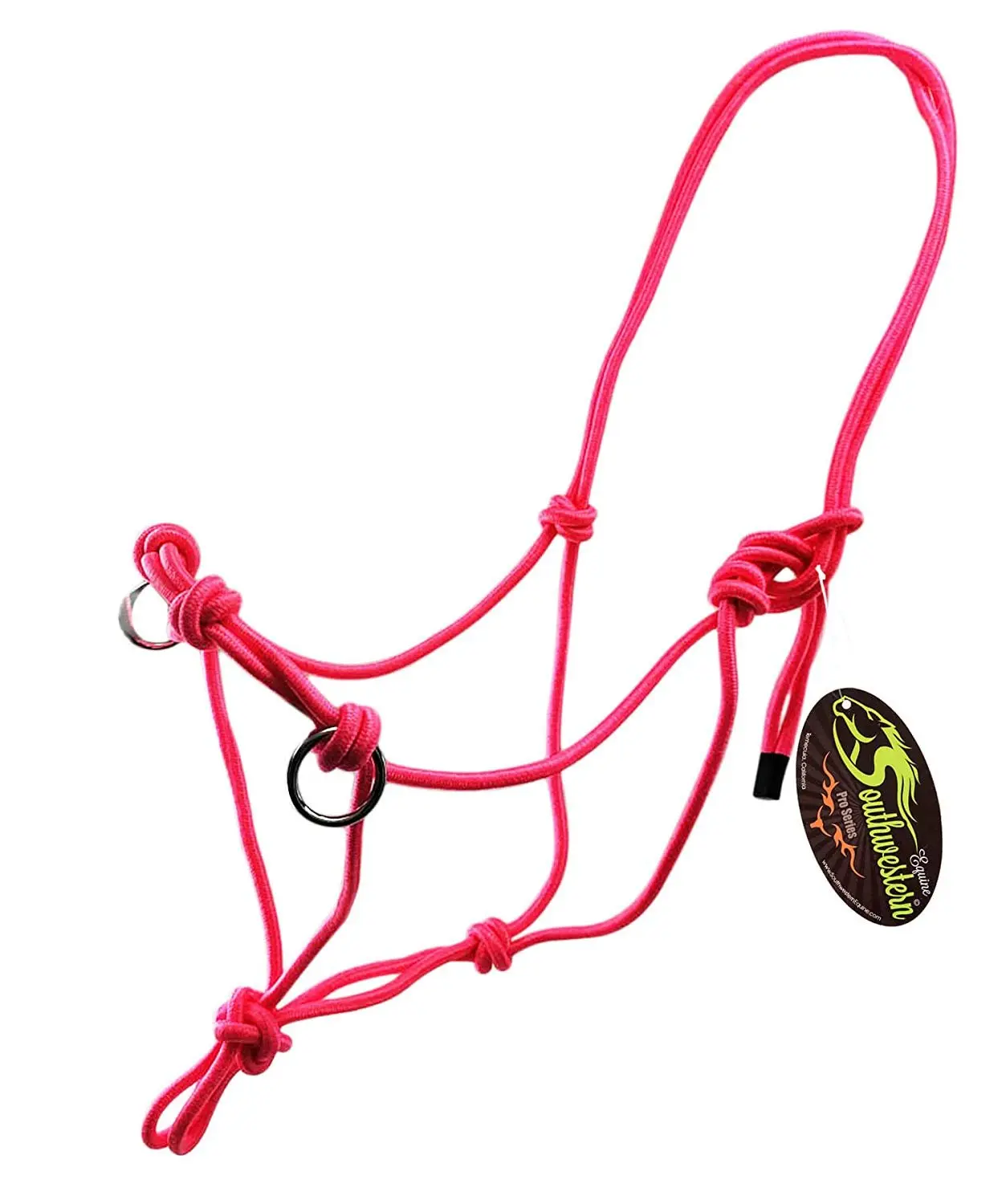 Diamond Braided Southwestern Equine Side Pull Rope Halter with Nickel-Plated Rings, Nose Band, Snug Fit - Equestrian Training Equipment for Older Horses, Young Horses, Older Horse