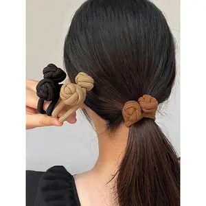 3pcs Simple Plain High Elastic Hair Ties, Scrunchies, Knotted Rubber Bands, Casual Daily Hair Accessories For Women