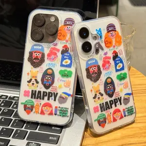 Elderly guy phone case for use with iphone 16 pro max 15 plus 14 pro 13/12/11 graffiti design Doodle phone case for men Stylish and cool case Creative phone cases Fast logistics