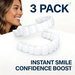 【3 PACK AFFORDABLE SET】Snap-On Teeth Temporary Smile Enhancer Durable Washable Cosmetic Dentures Value Bundle Reusable for Tooth Gaps Wide Spaces Between Teeth Men Women Everyday Economic Beauty Tool Non-Medical Oral