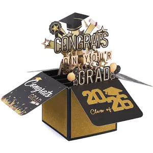 Graduation Pop Up Card 2026 3D Happy Graduation Card with Envelope, Congrats Grad Cards for High School or College Graduate, Money & Gift Card Holder