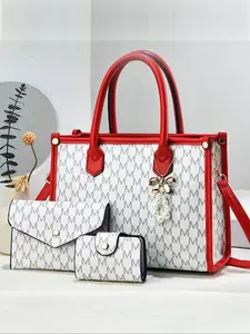 New Three-Piece Elegant Women's Handbag Set, Classic Letter Pattern Fashionable Durable Large-Capacity Single Shoulder Strap Bags, Casual All-Season Use