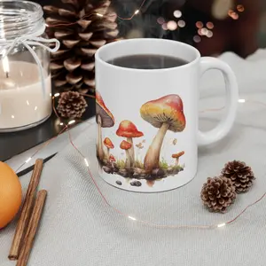 Classic Ceramic Mug 11oz Mushrooms 3: Durable, Lead & BPA-Free | Perfect for Coffee, Tea, and Hot Chocolate | High-Quality Sublimation Printing