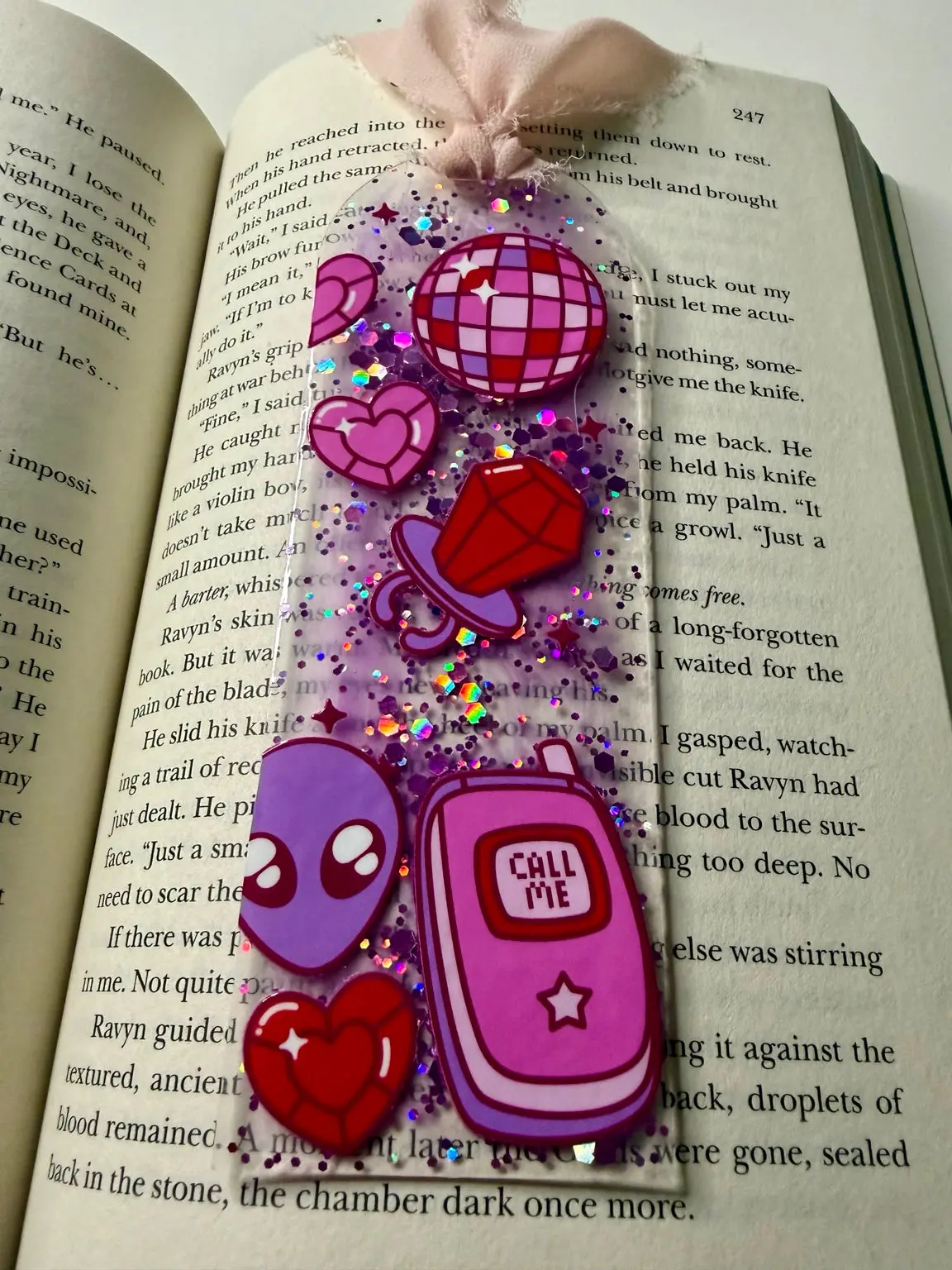90s Pop Culture Glitter Resin Bookmark