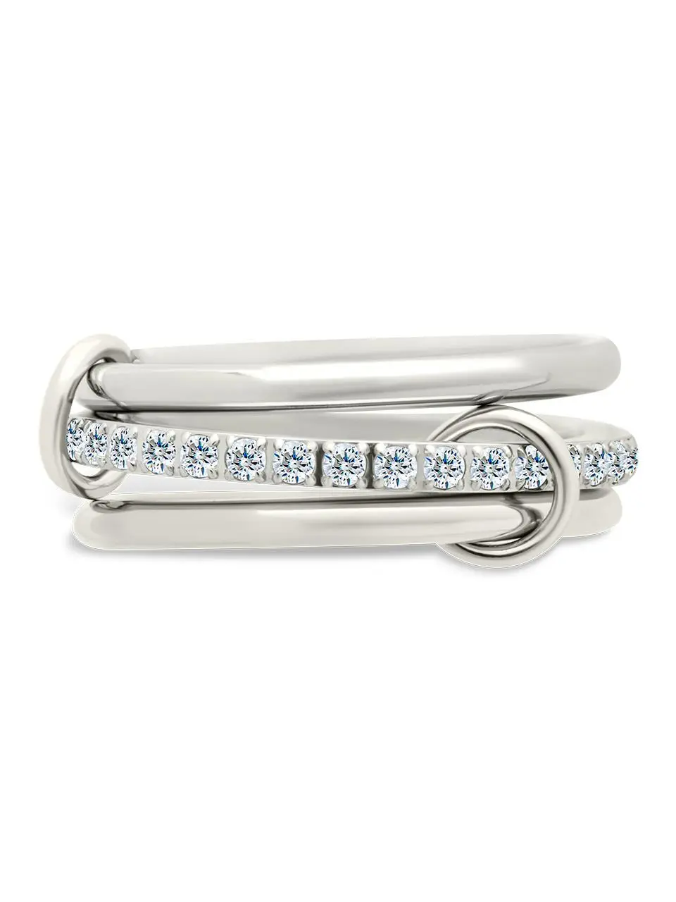 Sterling Silver Dominika CZ Link Stacking Ring