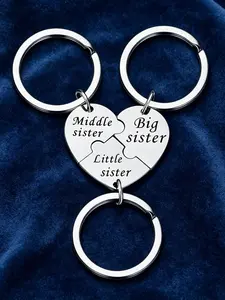 3PCS Sister Fashionable Alloy Keychain Sister Gifts from Sisters Birthday Gifts from Sisters in Law Wedding Big Sisterr Gift for Girls Little Sisterr Matching Keychain Accessories metal keychains Sibling Mothers Day Presents Christmas