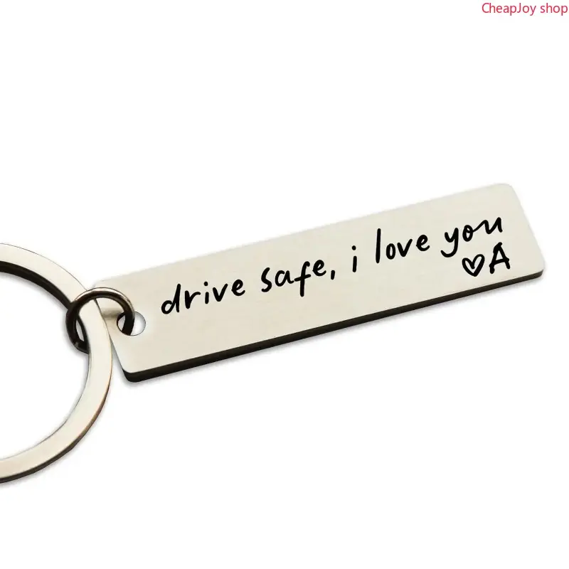 【Father's Day Gift】Personalized Safe Driving Keychain, Engraved I Love You Stainless Steel Key Ring, Thoughtful Driving Safety Gift For Husband Boyfriend Brother And New Driver Daily Car Accessory