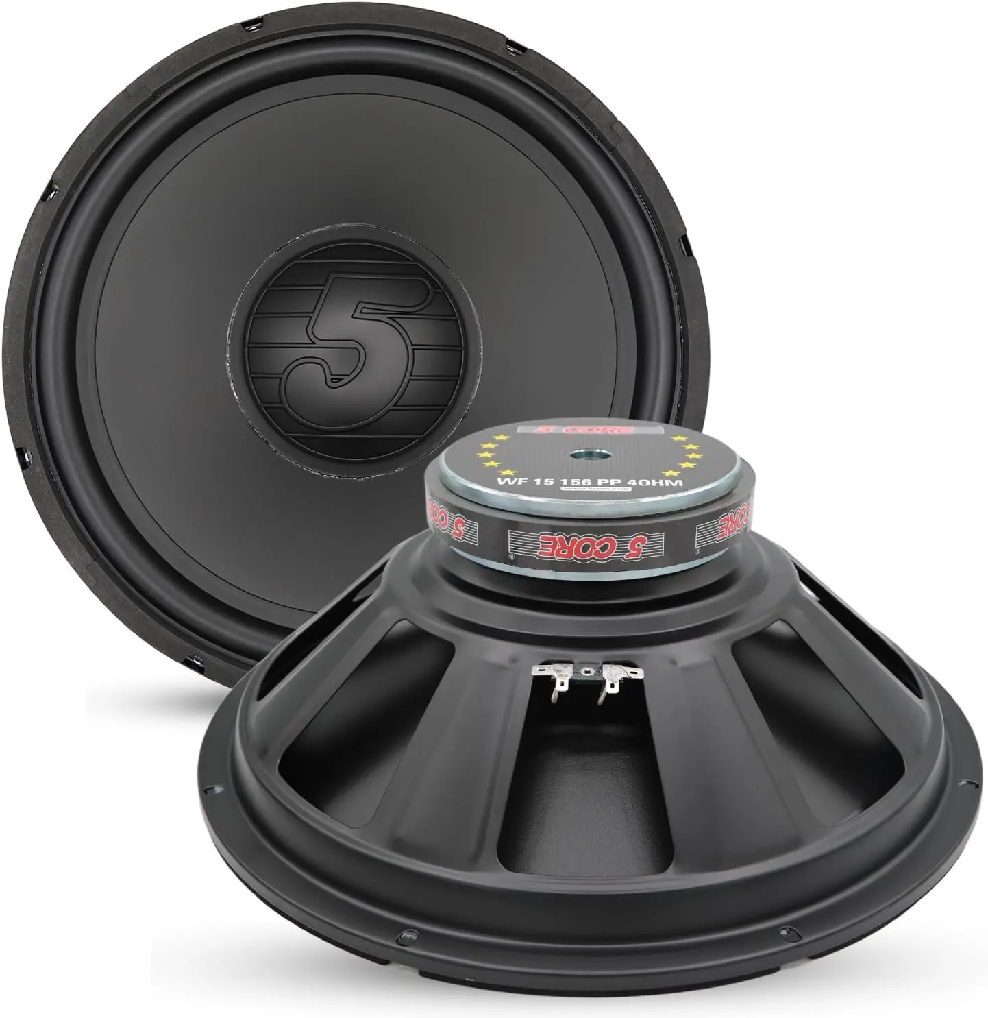 5 CORE 15 in Car Woofer - 500W 4Ohm Deep Bass Replacement Subwoofer, Durable Polypropylene Cone Component Loud Speaker, 35-2kHz Frequency, Cleaner Bass Output & Enhanced Clarity for Car Custom Setup
