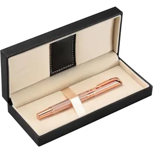 Rollerball Pen Liquid Ink Pens for Women Luxury Box Gel Pen Black Ink Fancy Pen Refillable for Executive Office Professional Birthday Gift G5 (Rose Gold)