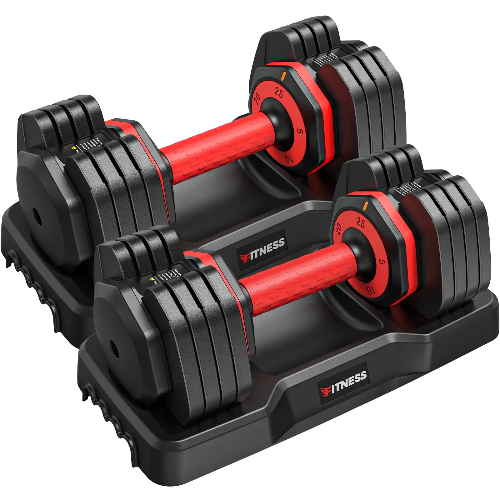 Hapsor 5-in-1 Adjustable Dumbbells Set - 5lbs-25lbs (23kg) Quick-Adjust System, Anti-Slip Handles, Space-Saving Home Gym for All-Levels, 12-Month Fitness & Nutrition Plans, Toned Arms, Full Body Workout, Enhances Workout Routine, Meal & Workout Plans
