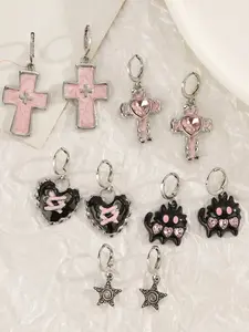 New Elegant Silver Color Hoop Earrings, Classic Cross Crystal Neutral Jewelry, Women's Hip Hop Party Gift, Perfect for Parties and Gatherings