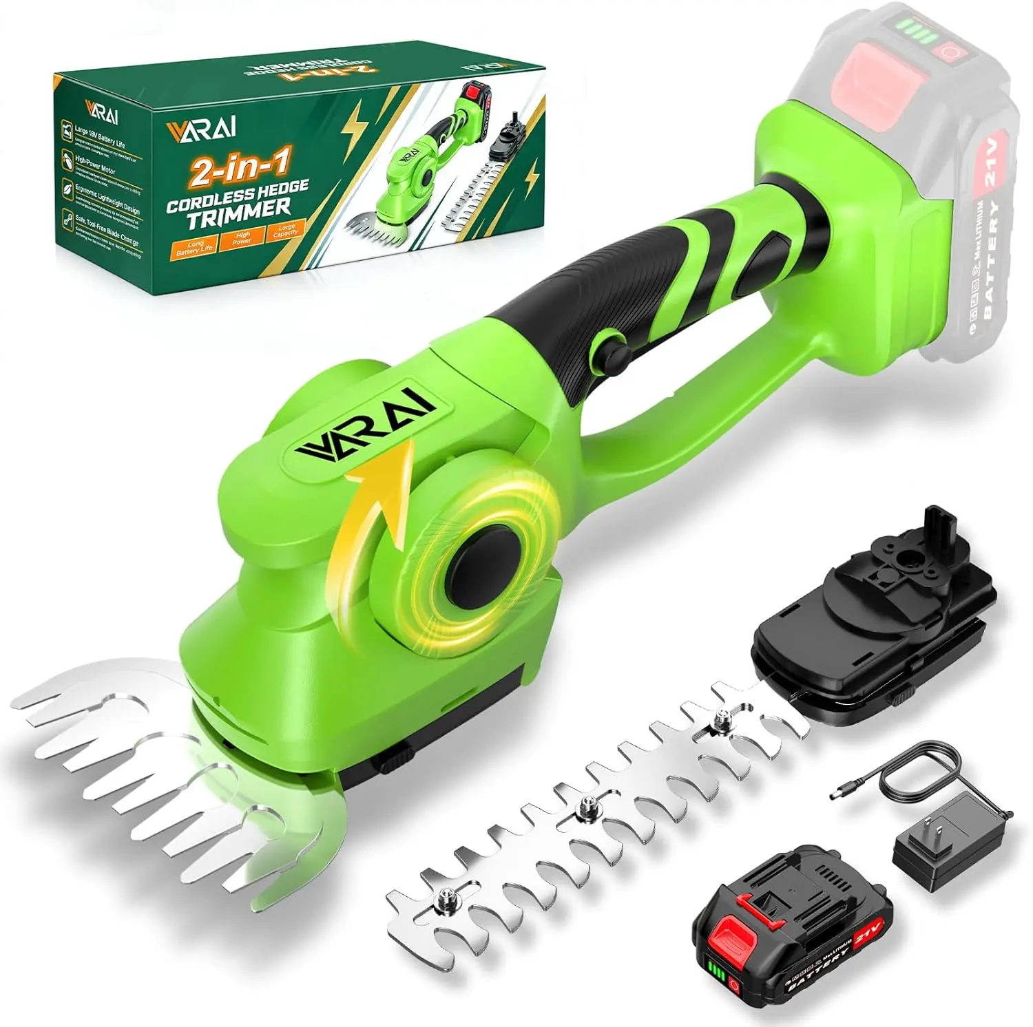 Cordless Hedge Trimmer, Professional Bush Trimmer with Sharp Dual Blades, Lightweight Battery Powered Garden Tool for Hedges, Shrubs and Bushes Trimming
