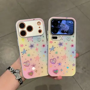 Sparkling Hearts and Stars Suitable for iPhone 17/16/15/14/13/12/11/ Pro Max Plus Gilded Finish | Drop-Resistant & Anti-Fingerprint Phone Case 995