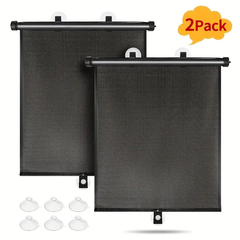 2pcs Car Side Window Sunshades - Car Accessory, Extendable PVC Roll-Up, Easy-to-Install, UV & Heat Protection, Universal Fit to Boost Driving Comfort, Car Window Shades