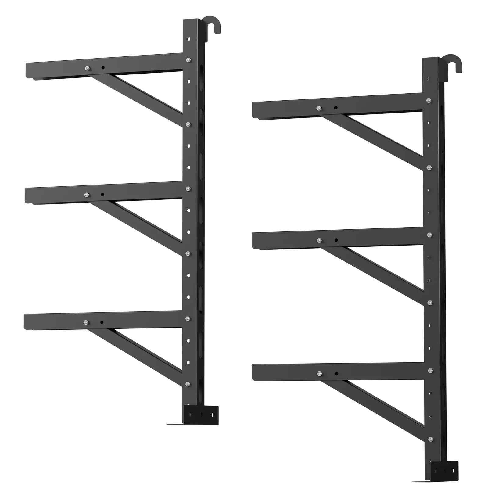 2 Pack Shipping Container Shelving Rack, 3-Tier Adjustable Container Shelf Brackets, No-Drill Installation Hanging Shelf Supports for Vertical Storage, 1100Lb Capacity