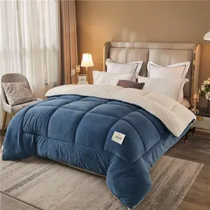 PureWeav Double-Sided Plush Comforter: Crystal Velvet (Side A) & Cashmere-Touch Fleece (Side B), Quilted, Cozy, and Skin-Friendly luxurious  season cover Machine Washable oversized neutral comforter comforter queen size