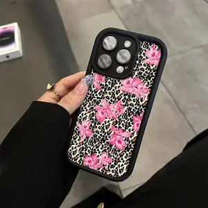 An Elegant Design Featuring Pink Hibiscus Flowers with a Leopard Print, Suitable for TPU Cases for Iphone  17 Pro Max Plus Air/16 Pro Max, Compatible with Iphone15/14/13 Pro/12/11Plus/X/Xs Max, Offering Full Protection with a Stylish And Durable