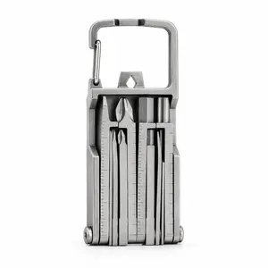 13-in-1 Portable Keychain Multitool, Folding Pocket Screwdriver Tool with Carabiner Clip, Bottle Opener, Ruler, SIM Card Pin & Multiple Screwdriver Bits for Daily Repairs, Travel and Outdoor Use