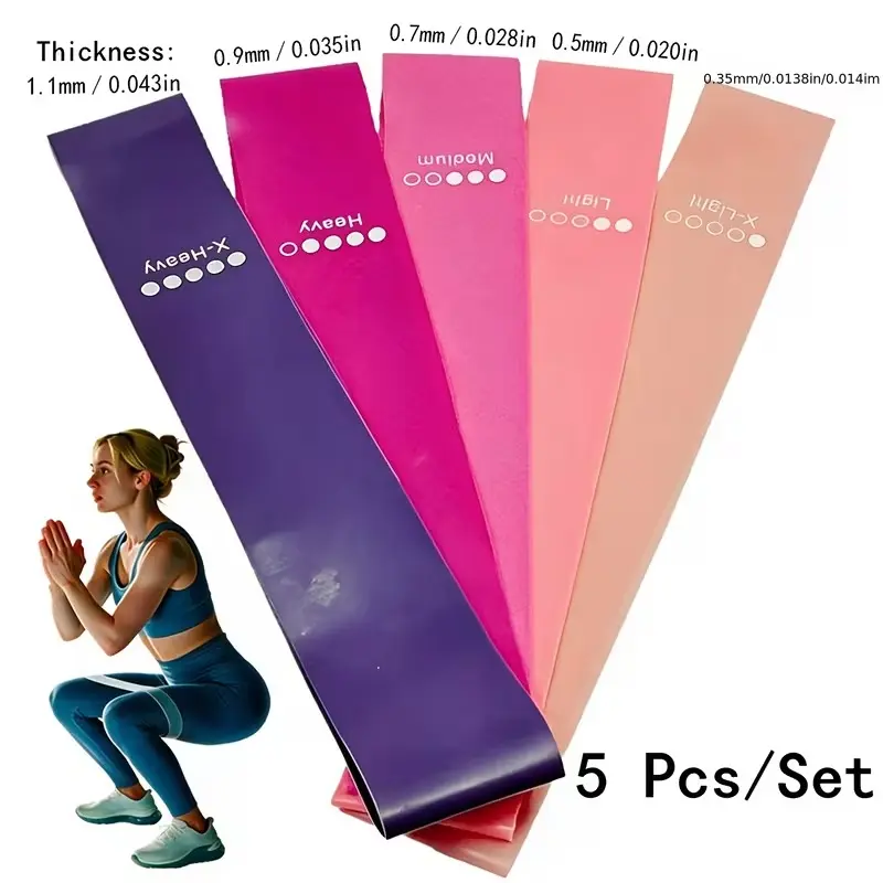 5pcs Resistance Band Set with 5-40 Lbs Tension for Strength Training of Thighs, Calves, Hips, Arms, and More