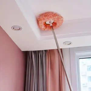 Ceiling Mop Set, 1 Set Including 1 Count Long Pole & 2 Counts Mop Heads, Flexible Rotating Floor Mop, Wet and Dry Dual-use Mop, Home Cleaning Bundle