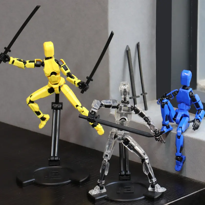 Upgrade bracket lucky doll 13 joint movable 3D printed toy 3rd generation dummy doll DIY decompression artifact Stress Relief Glutinous Rice Cake ball BeyBattle Set with Launchers