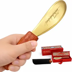 29teeth Copper Head Massage Comb for Body and Scalp Meridian Point Massager Brush for Body and Scalp Relief Body Massage Brush for Cellulite Remover Chinese SPA Gua Sha Tool Wooden Handle