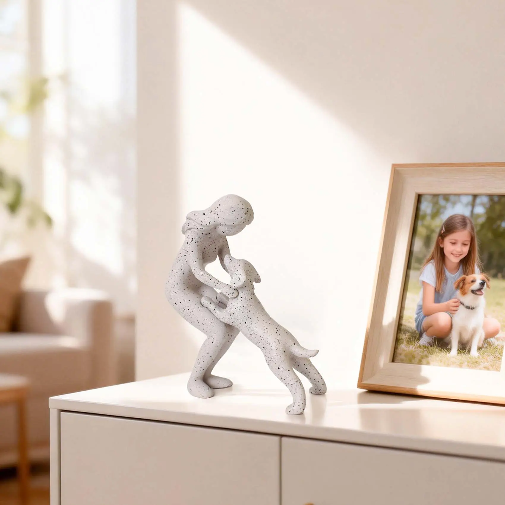 Person and Dog Bonding,Sculpted Hand-Painted Figure