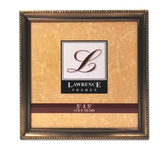 Antique Brass 5x5 Picture Frame - Bead Border Design