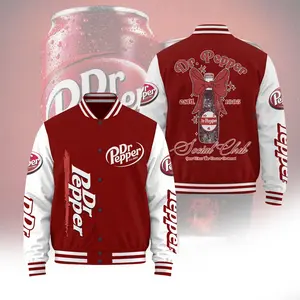 Soda Theme Varsity Jacket, Cute Drink Inspired Baseball Coat, Fun Streetwear Outfit Style, Trendy Casual Unisex Outerwear Gift