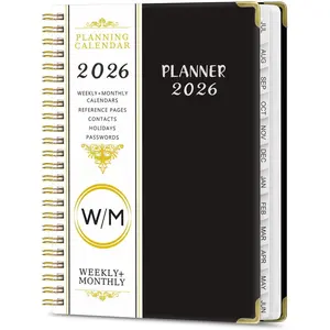 2026 Weekly & Monthly Academic Planner – January to December Calendar for School, Student, Teacher & Office, Black